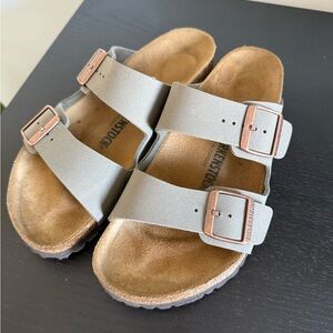 Birkenstock Gray Sandals with Adjustable Straps and Contoured Footbed